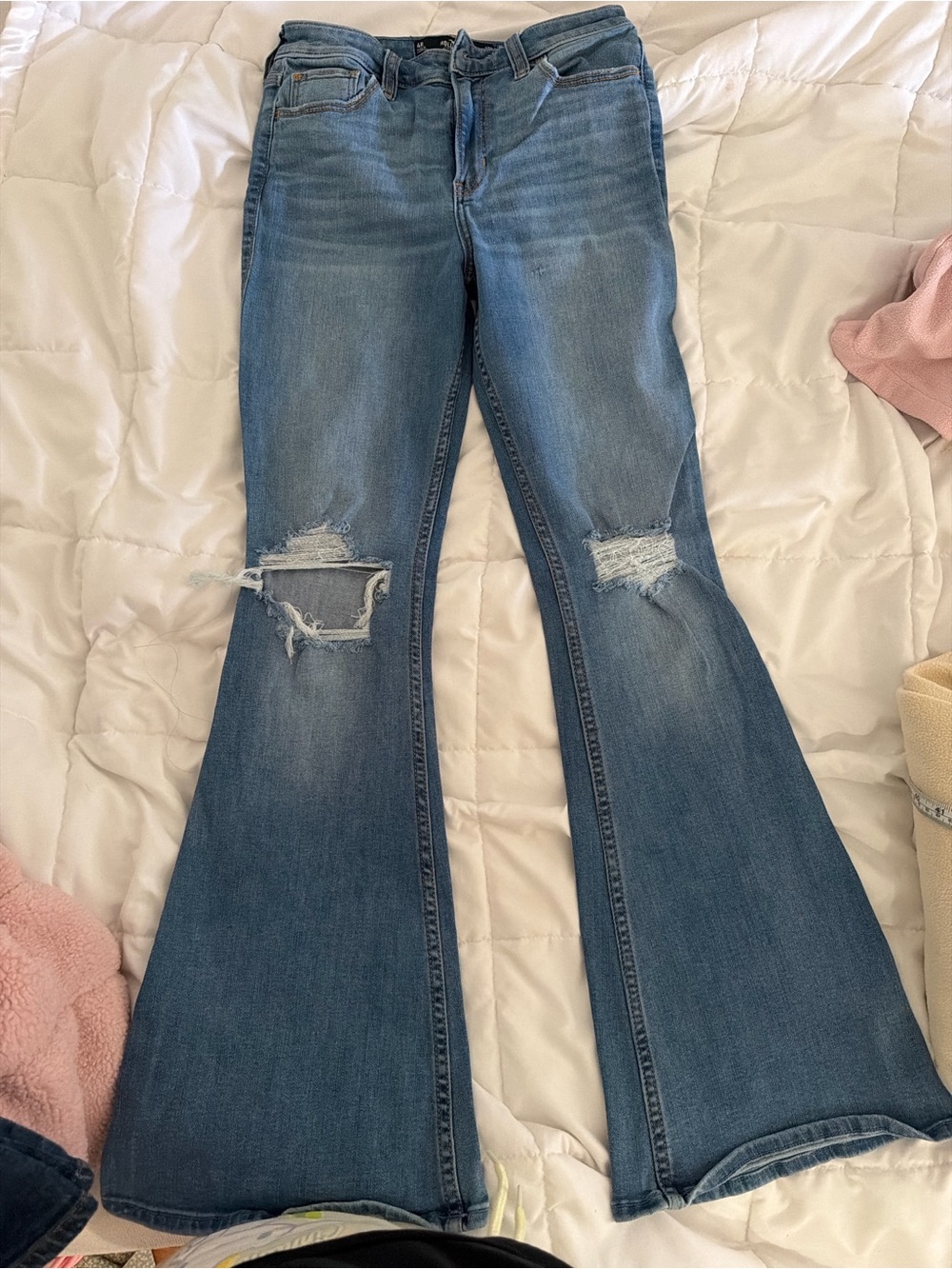 Hollister Medium Blue Distressed Flare Jeans